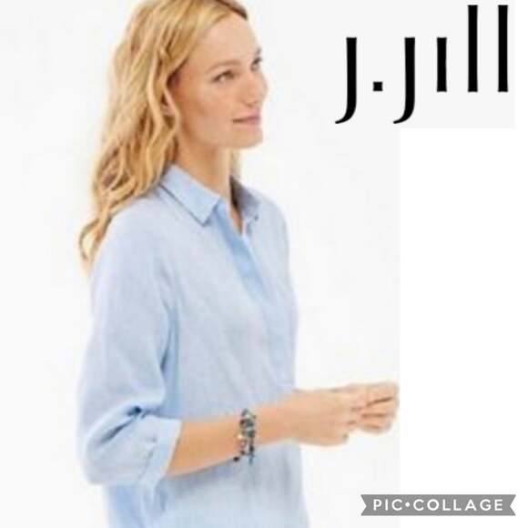 J. Jill Linen button up tunic oversized shirt blouse size medium - Picture 1 of 12